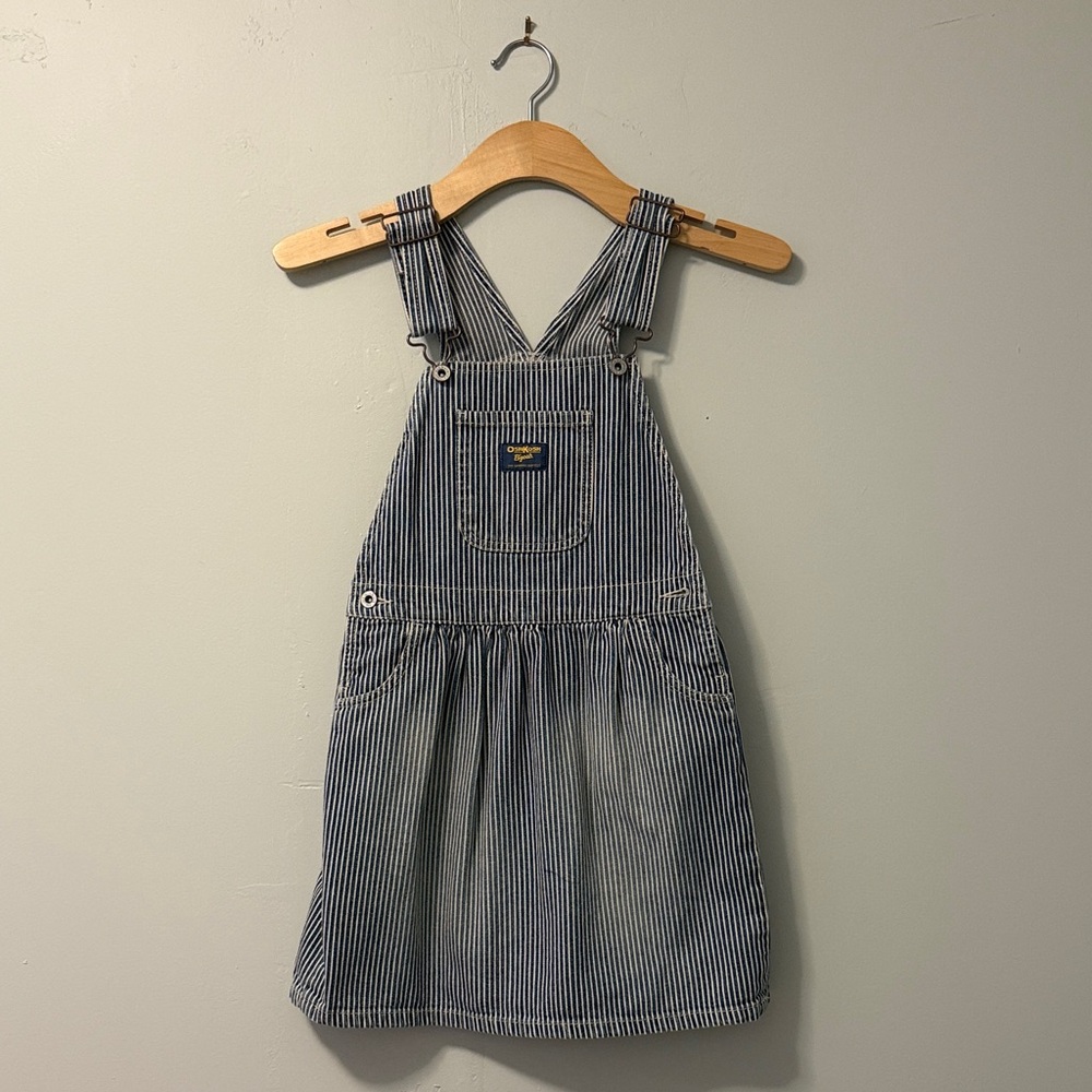 Vintage OshKosh B'gosh Striped Blue Kids Overall Dress | Size 10